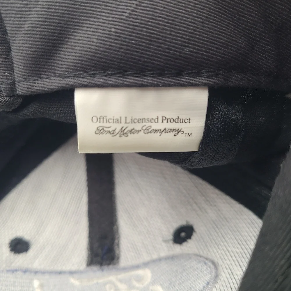 Vintage Ford Racing Hat Snapback (Fits Small) Black Blue White Flames *TEAR*‎
